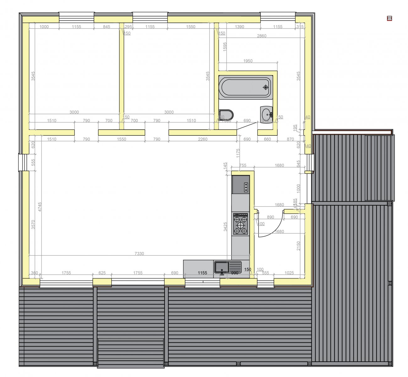 Дом LOFT 80 план 1 этажа